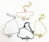 Cross Adjustable CZ Pave Bracelet | Fashion Jewellery Outlet | Fashion Jewellery Outlet