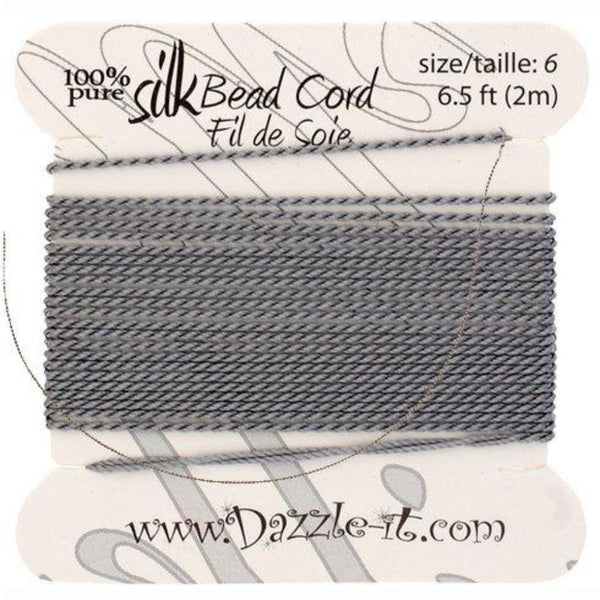 Grey Silk Thread with 0.70mm Needle | Fashion Jewellery Outlet | Fashion Jewellery Outlet