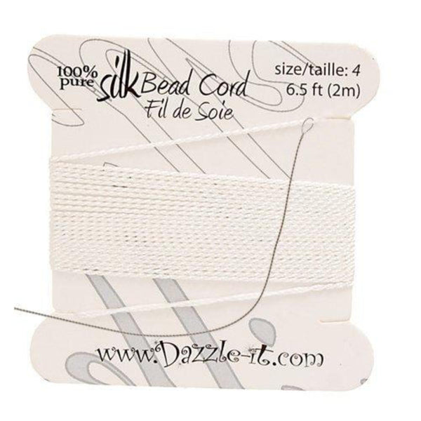 White Silk Thread with 0.60mm Needle | Fashion Jewellery Outlet | Fashion Jewellery Outlet