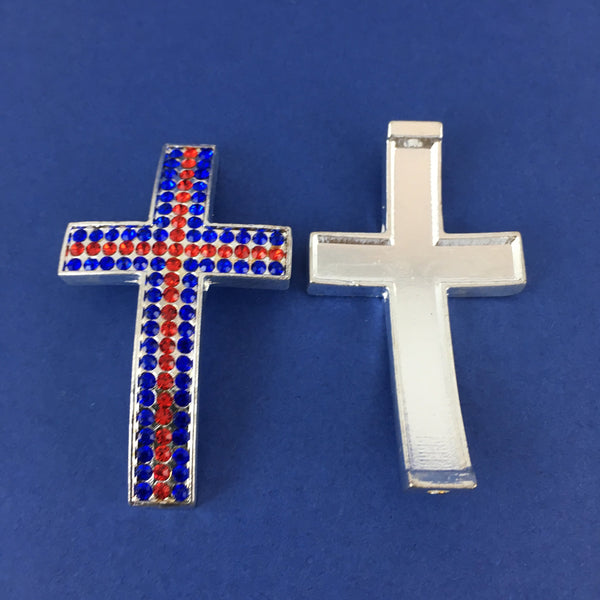 Alloy Connector, Red and Blue Big Cross Bead| Fashion Jewellery Outlet | Fashion Jewellery Outlet