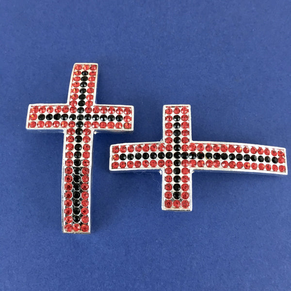 Alloy Connector, Red and Black Big Cross | Fashion Jewellery Outlet | Fashion Jewellery Outlet