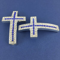 Alloy Connector Clear and Blue Big Cross Bead|Fashion Jewellery Outlet | Fashion Jewellery Outlet
