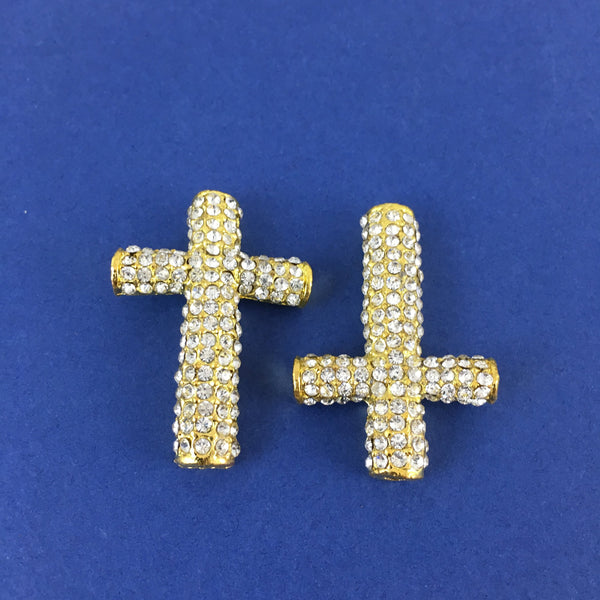 Alloy Connector, Gold Cross Round Bead | Fashion Jewellery Outlet | Fashion Jewellery Outlet