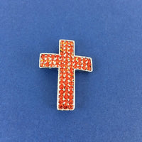 Alloy Connector, Red Cross three Row Stones | Fashion Jewellery Outlet | Fashion Jewellery Outlet