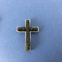 Alloy Connector, Black Cross Two Row Stone | Fashion Jewellery Outlet | Fashion Jewellery Outlet