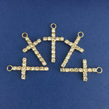 Alloy Charm, One Row Rhinestone Gold Cross | Fashion Jewellery Outlet | Fashion Jewellery Outlet