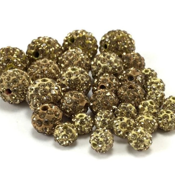 12mm Dull Gold Shamballa Bead | Fashion Jewellery Outlet | Fashion Jewellery Outlet