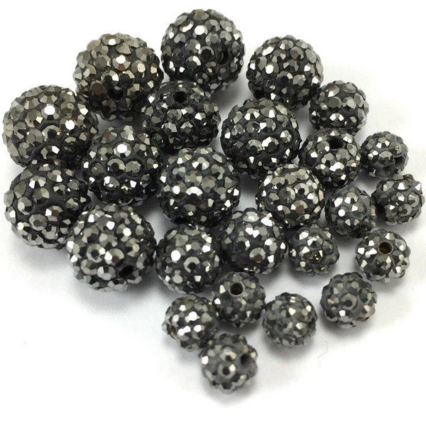 10mm Dark Grey Shamballa Bead | Fashion Jewellery Outlet | Fashion Jewellery Outlet