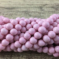 8mm Faux Glass Pearls, Solid Milky Pink | Fashion Jewellery Outlet | Fashion Jewellery Outlet