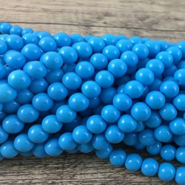 10mm Faux Glass Pearl Bead, Solid Blue | Fashion Jewellery Outlet | Fashion Jewellery Outlet