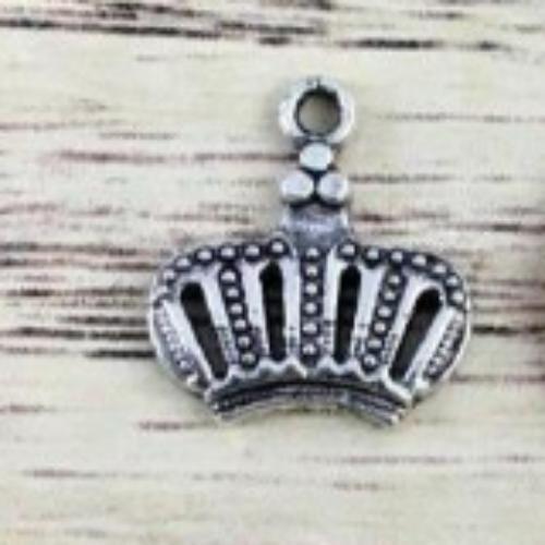Alloy Silver Charm, 12mm Crown Charm | Fashion Jewellery Outlet | Fashion Jewellery Outlet