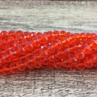 6mm Faceted Rondelle Glass Bead, Orange | Fashion Jewellery Outlet | Fashion Jewellery Outlet