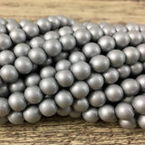 8mm Faux Glass Pearl Matte Finish Solid Grey| Fashion Jewellery Outlet | Fashion Jewellery Outlet