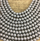 8mm Faux Glass Pearl Matte Finish Solid Grey| Fashion Jewellery Outlet | Fashion Jewellery Outlet