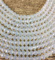 6mm Faceted Rondelle Glass Bead,Frosty White | Fashion Jewellery Outlet | Fashion Jewellery Outlet