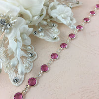 Swarovski Chain Silver Pink Stones SS29 | Fashion Jewellery Outlet | Fashion Jewellery Outlet