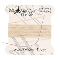 Beige Silk Thread with Needle 0.45 mm | Fashion Jewellery Outlet | Fashion Jewellery Outlet