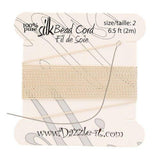 Beige Silk Thread with Needle 0.45 mm | Fashion Jewellery Outlet | Fashion Jewellery Outlet