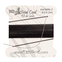 Black Silk Thread with 0.45mm Needle | Fashion Jewellery Outlet | Fashion Jewellery Outlet