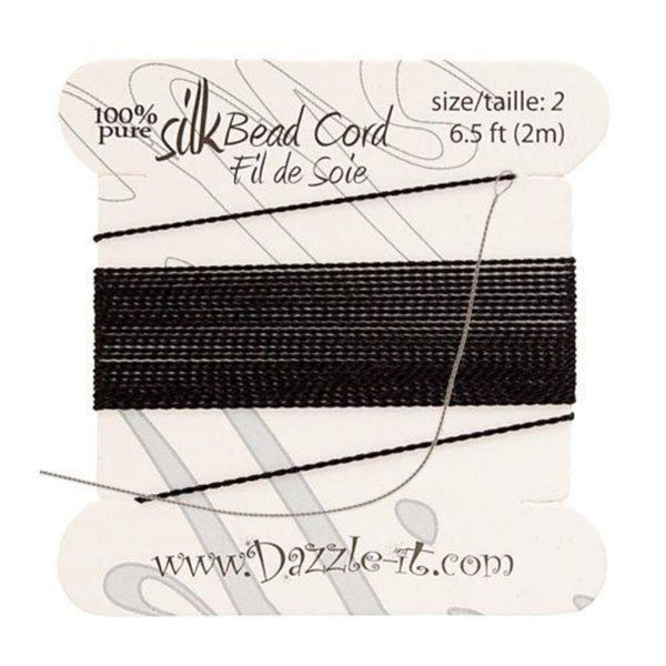 Black Silk Thread with 0.45mm Needle | Fashion Jewellery Outlet | Fashion Jewellery Outlet
