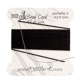 Black Silk Thread with 0.60mm Needle | Fashion Jewellery Outlet | Fashion Jewellery Outlet
