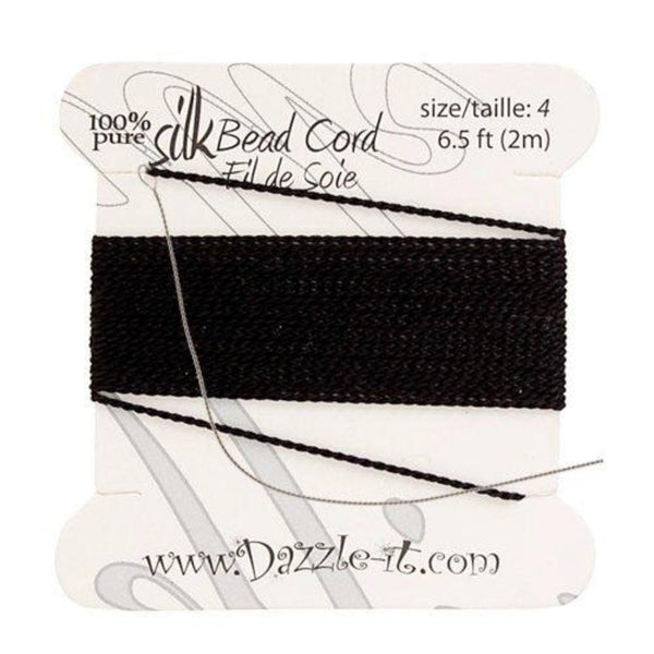 Black Silk Thread with 0.60mm Needle | Fashion Jewellery Outlet | Fashion Jewellery Outlet