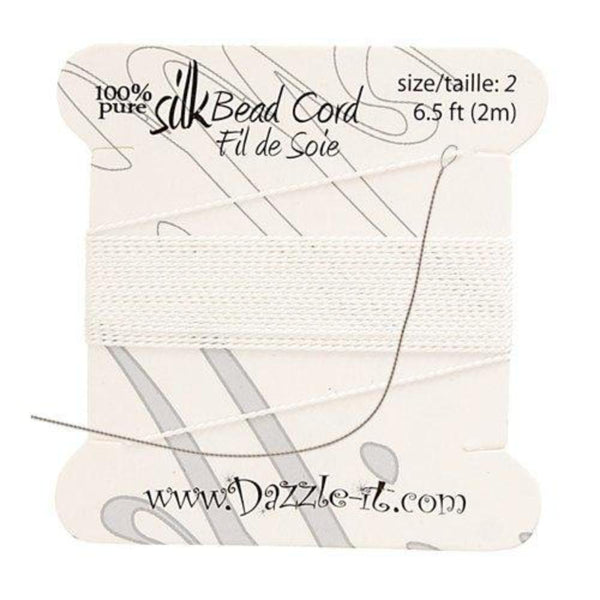 White Silk Thread with 0.45mm Needle | Fashion Jewellery Outlet | Fashion Jewellery Outlet