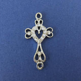 Alloy Connector, Rhodium Heart Cross | Fashion Jewellery Outlet | Fashion Jewellery Outlet
