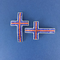 Alloy Connector, Red and Blue Big Cross Bead| Fashion Jewellery Outlet | Fashion Jewellery Outlet