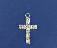 Alloy Charm, Two Row Rhinestone Silver Cross| Fashion Jewellery Outlet | Fashion Jewellery Outlet