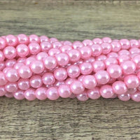 8mm Glass Pearl Bead, Light Pink | Fashion Jewellery Outlet | Fashion Jewellery Outlet