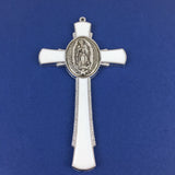 Alloy Mary Praying Hands White Cross Charm | Fashion Jewellery Outlet | Fashion Jewellery Outlet