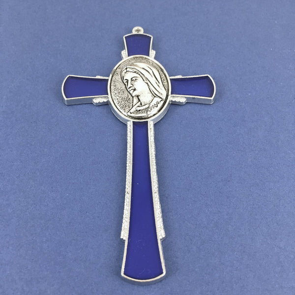 Alloy Enamel Virgin Mary Blue Cross Charm | Fashion Jewellery Outlet | Fashion Jewellery Outlet