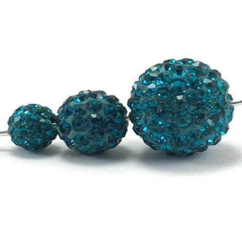 12mm Teal Blue Shamballa Bead | Fashion Jewellery Outlet | Fashion Jewellery Outlet