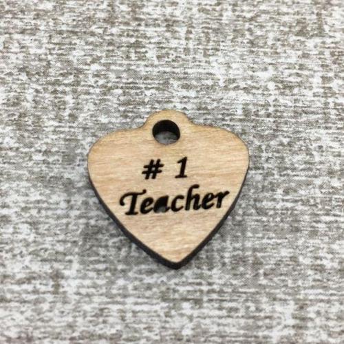 Number 1 Teacher Custom Wood Charm | Fashion Jewellery Outlet | Fashion Jewellery Outlet