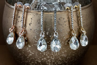 Crystal Straight Line Teardrop Earring Gold | Fashion Jewellery Outlet | Fashion Jewellery Outlet