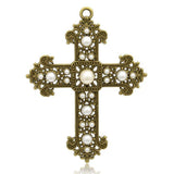 Alloy Cross, Antique Bronze Pearl Cross | Fashion Jewellery Outlet | Fashion Jewellery Outlet