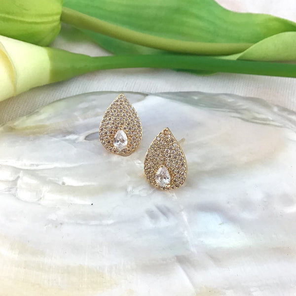 Cubic Zirconia Bridal Earrings, 18K Plated | Fashion Jewellery Outlet | Fashion Jewellery Outlet