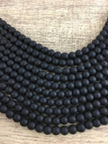 8mm Frosted  Black Onyx Bead | Fashion Jewellery Outlet | Fashion Jewellery Outlet