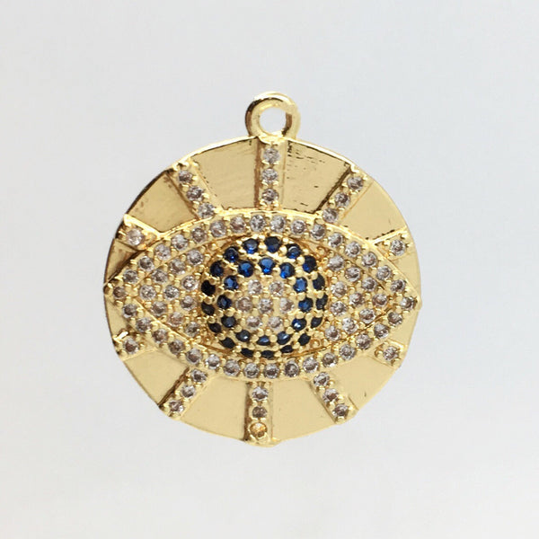 Gold Pave Evil Eye Charm with Clear Stones | Fashion Jewellery Outlet | Fashion Jewellery Outlet