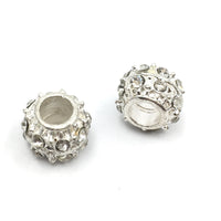 Alloy Silver Rondelle CZ Round Beads | Fashion Jewellery Outlet | Fashion Jewellery Outlet