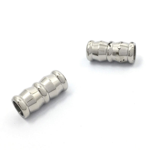 2Pcs Stainless steel Rhodium Round Beads | Fashion Jewellery Outlet | Fashion Jewellery Outlet