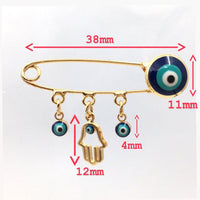 Round Brass Navy Blue Evil Eye Pin | Fashion Jewellery Outlet | Fashion Jewellery Outlet