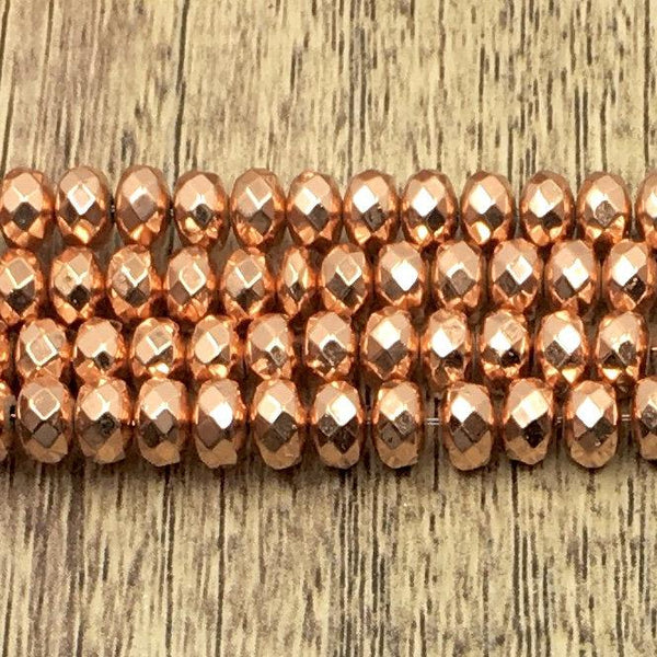 6mm Donut Rose Gold Faceted Hematite Bead | Fashion Jewellery Outlet | Fashion Jewellery Outlet