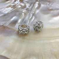 Alloy Silver Rondelle CZ Round Beads | Fashion Jewellery Outlet | Fashion Jewellery Outlet