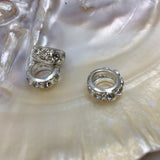 4Pcs Alloy Silver Rondelle CZ Round Beads | Fashion Jewellery Outlet | Fashion Jewellery Outlet