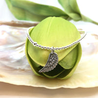 2mm Sterling Silver Bracelet w/ Angel Wing Charm | Fashion Jewellery O | Fashion Jewellery Outlet