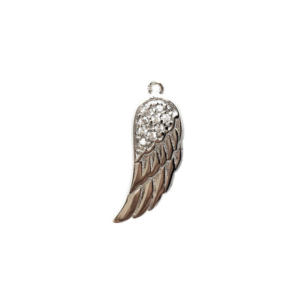 Angel Wings Sterling Silver CZ Flat Charm | Fashion Jewellery Outlet | Fashion Jewellery Outlet