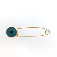 Round Brass Blue Evil Eye Pin | Fashion Jewellery Outlet | Fashion Jewellery Outlet
