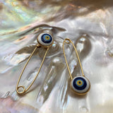 Round Brass white and Navy Evil Eye Pin | Fashion Jewellery Outlet | Fashion Jewellery Outlet